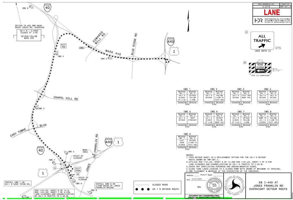 Map of Jones Franklin Road Loop D Detour
