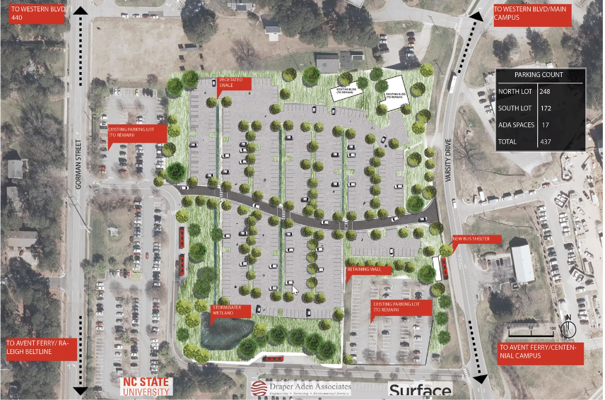 Rendering of the completed Varsity Lot Expansion.